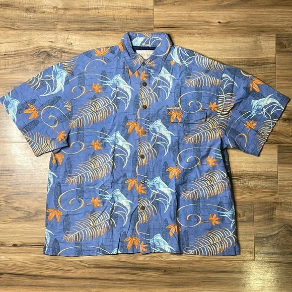Magellan Outdoors Shirts Magellan Sportswear Mens Blue Button Front Shirt Fish Hawaiian Print Size Large Poshmark